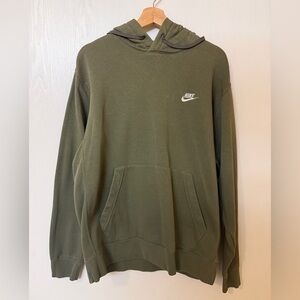 Nike Olive Green Men's Hoodie with White Logo